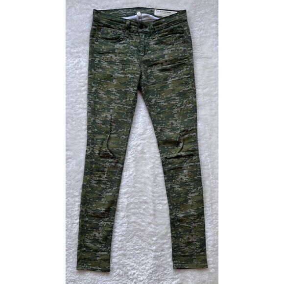 Rag & Bone Skinny Low Rise Jeans in Green Digital Graphic Camo Print, Size 25 - Picture 13 of 16